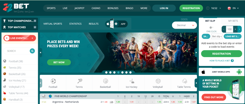 22 bet review